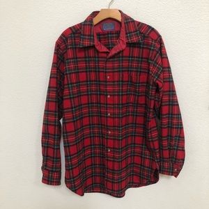 Pendleton red white plaid long sleeves shirt Sz L
